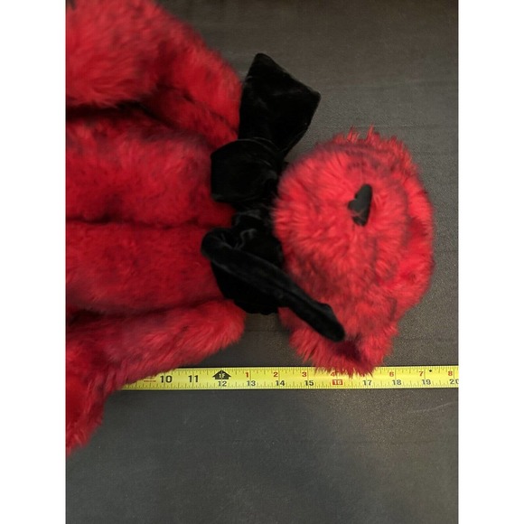 Valentine's Day Teddy Bear Plush 18" Stuffed Animal Black Velvet Ribbon Heart - Picture 4 of 5